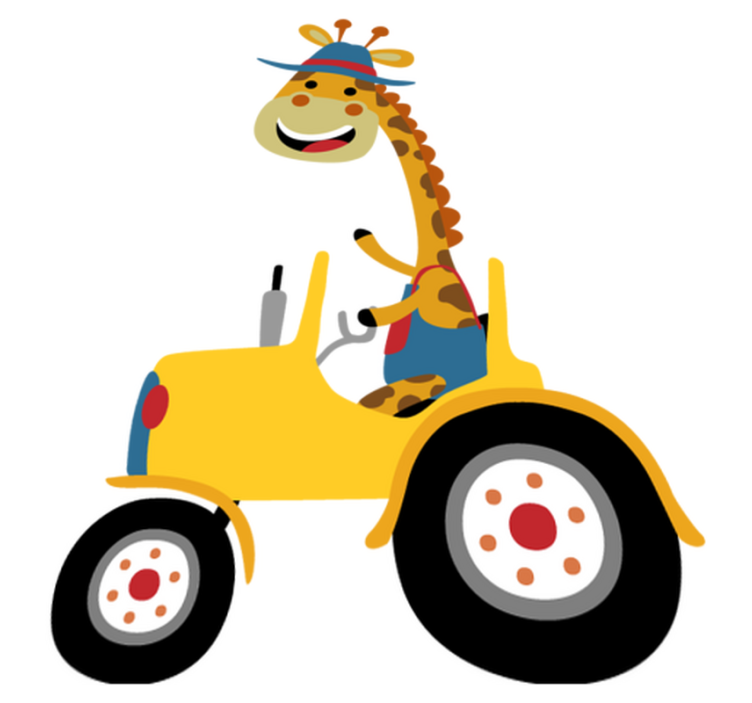 Animal vinyl rug happy giraffe tractor - TenStickers