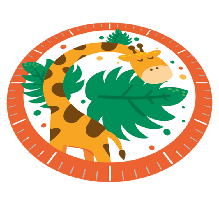 Animal vinyl rug with giraffe wall clock - TenStickers