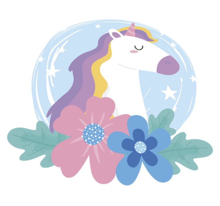 Animal vinyl rug bright-haired unicorn - TenStickers