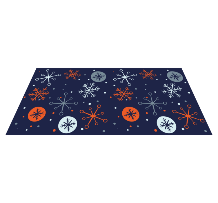 Christmas vinyl rug in blue and orange snowflakes - TenStickers