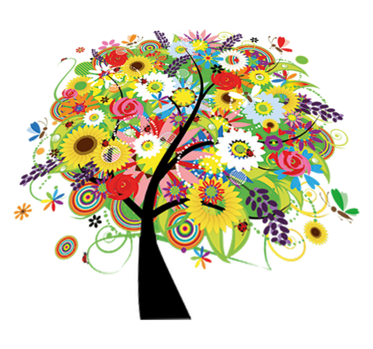 Floral vinyl rug summer tree design - TenStickers