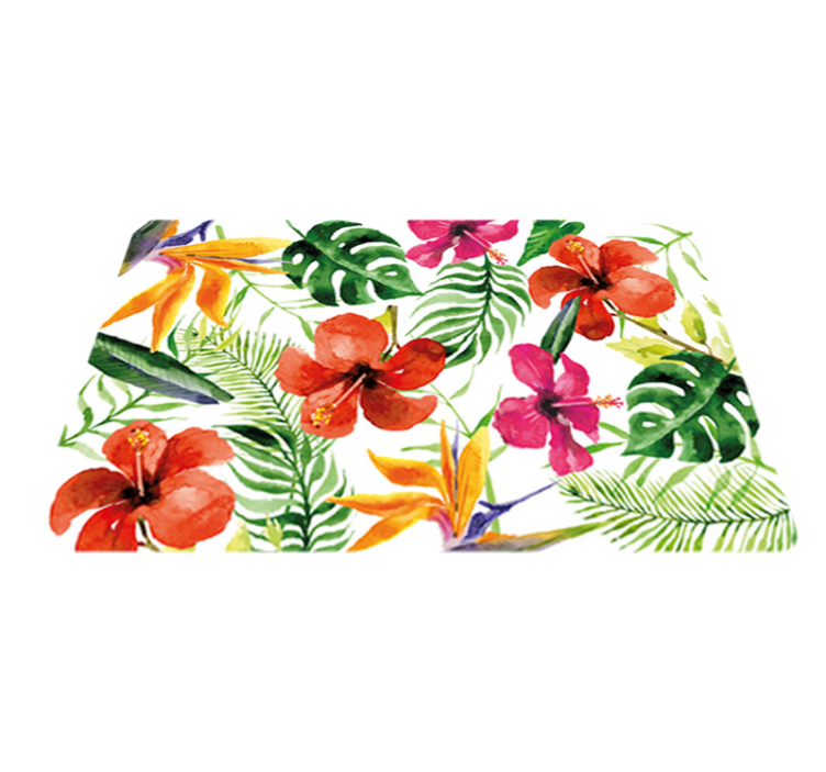 Colorful monstera floral vinyl rug - TenStickers
