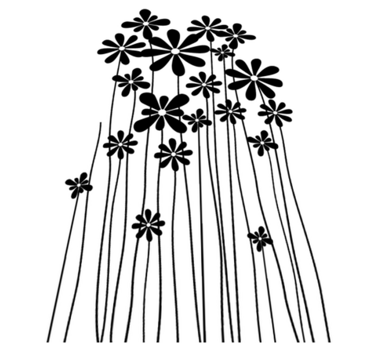 Black large floral vinyl rug - TenStickers