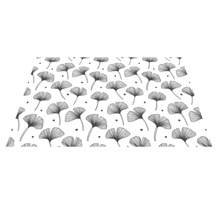 Floral vinyl rug with white ginkgo leaves pattern - TenStickers