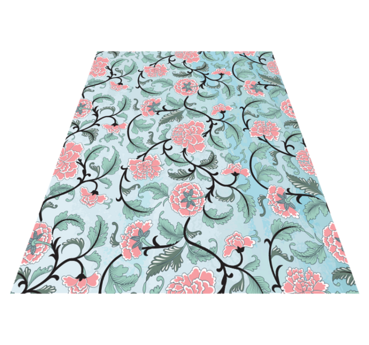 Floral vinyl rug featuring japanese flowers design - TenStickers