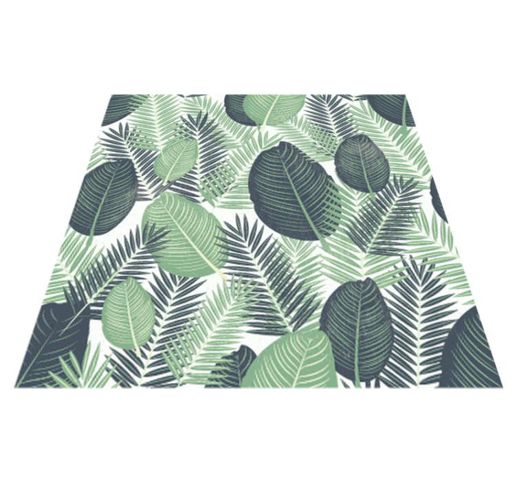 Floral vinyl rug with large green plants - TenStickers