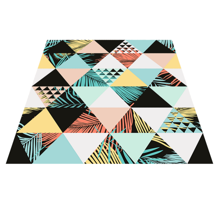 Floral vinyl rug with tropical triangles design - TenStickers