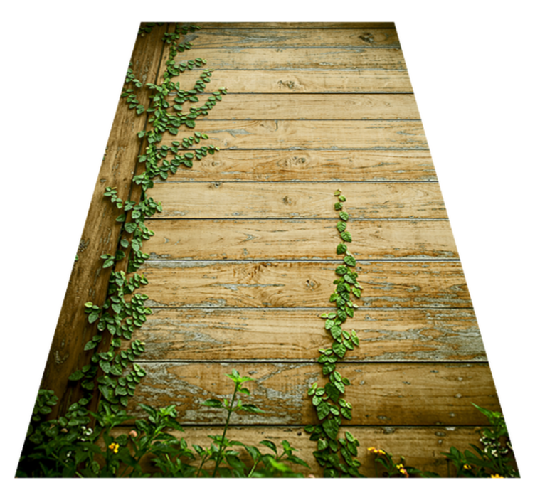 Floral vinyl rug with vines on wood design - TenStickers