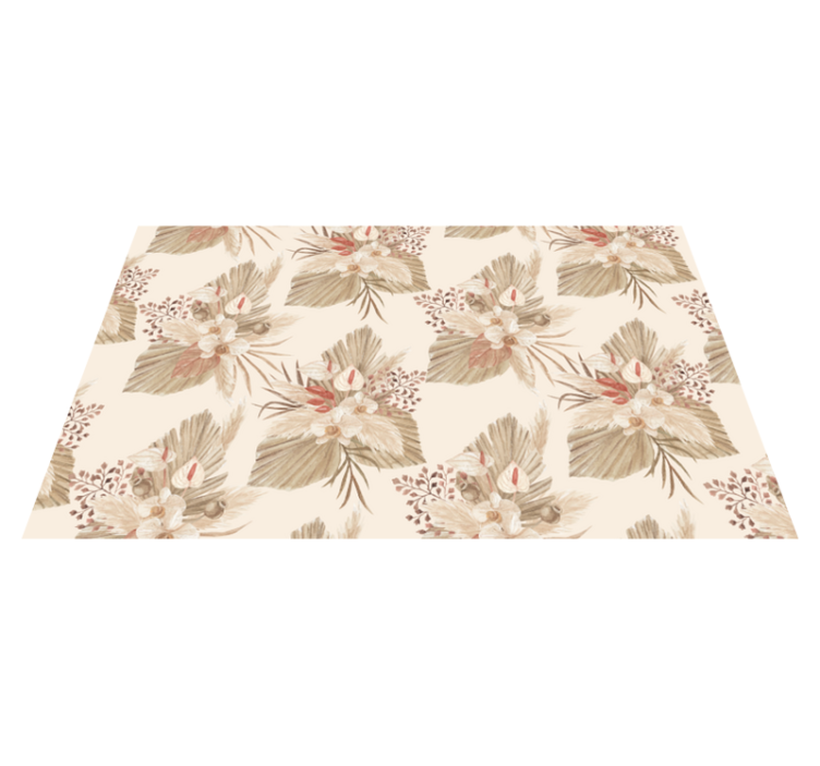 Floral vinyl rug with beige dried flowers - TenStickers