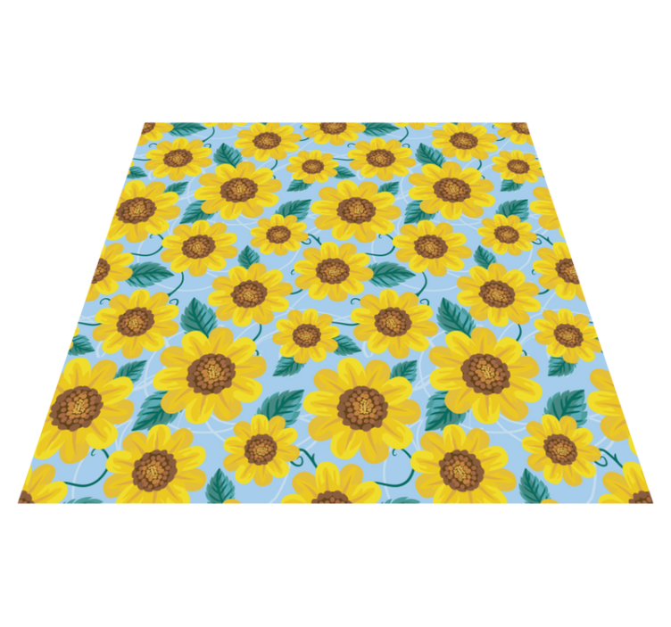 Floral vinyl rug with sunflower patterns - TenStickers