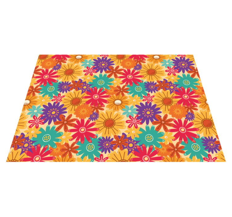Floral vinyl rug abundant in blooms - TenStickers