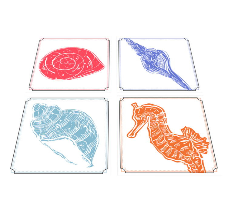 Floral vinyl rug with ocean life designs - TenStickers