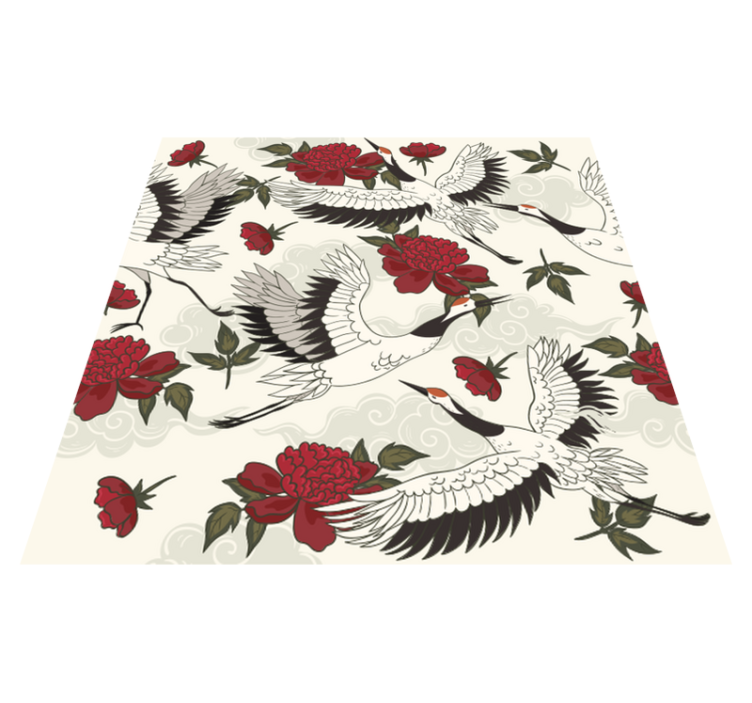 Floral vinyl rug in soothing earth tones - TenStickers