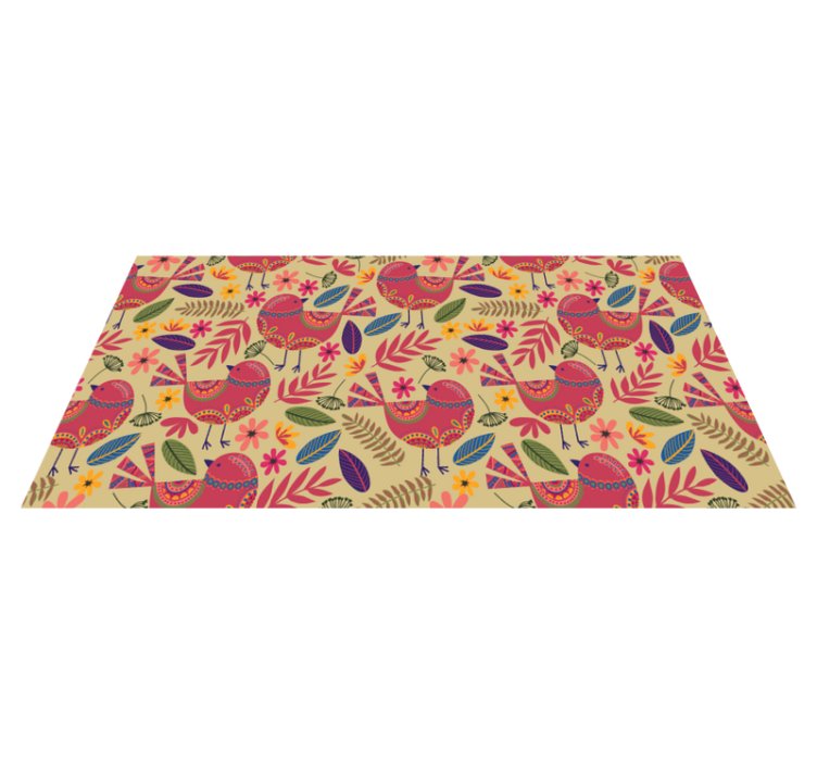 Floral vinyl rug with vibrant bird art design - TenStickers