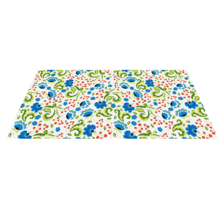 Floral vinyl rug with green and blue flowers everywhere - TenStickers