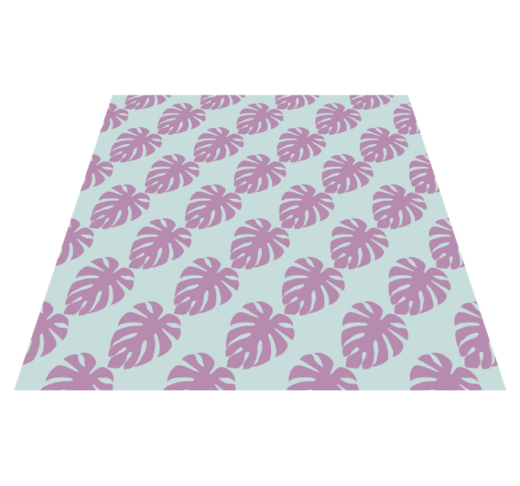 Floral vinyl rug with blue and pink leaf patterns - TenStickers