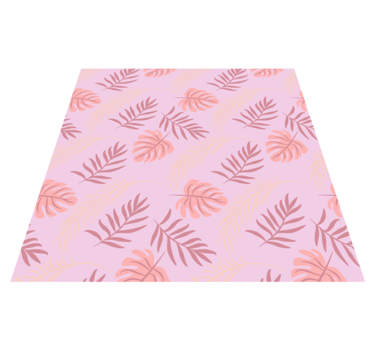 Floral vinyl rug with pink tropical leaf pattern - TenStickers
