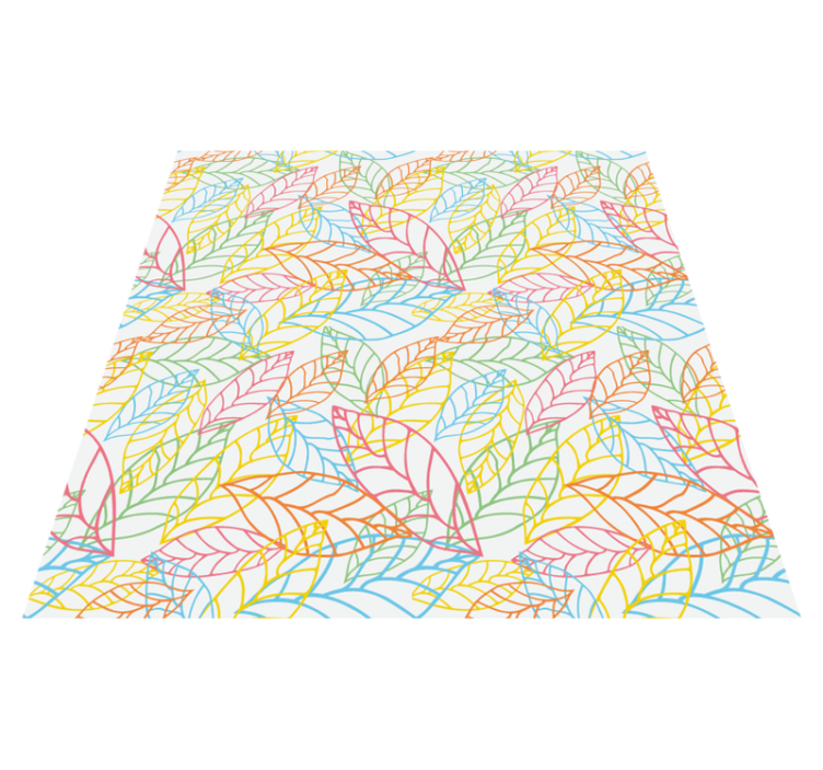 Floral vinyl rug with neon leaves pattern - TenStickers