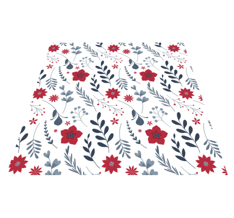 Floral vinyl rug in white and red pattern - TenStickers