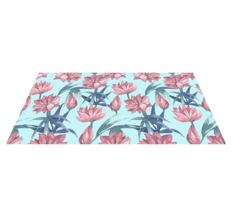 Flower rug blue watercolor flowers design - TenStickers