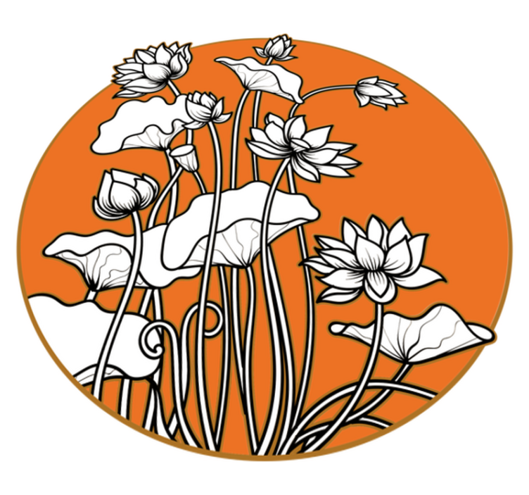 Flower rug with japanese style lotus illustration - TenStickers