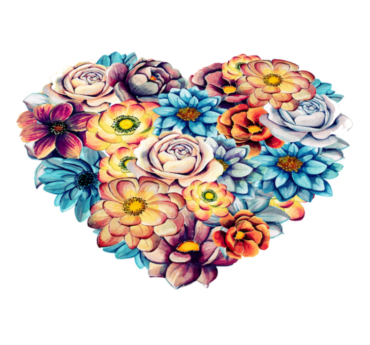 Floral vinyl rug beautiful heart full of flowers - TenStickers