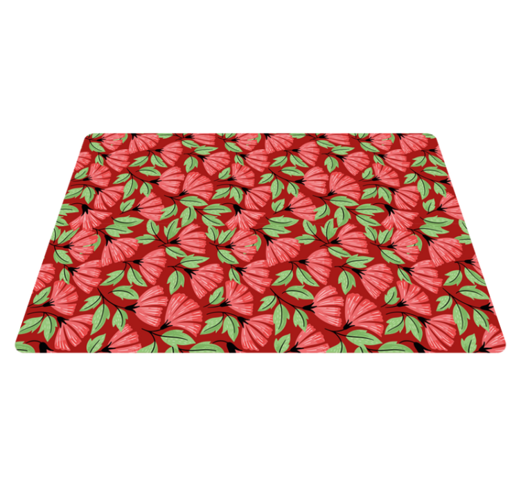 Floral vinyl rug with vintage red pattern - TenStickers
