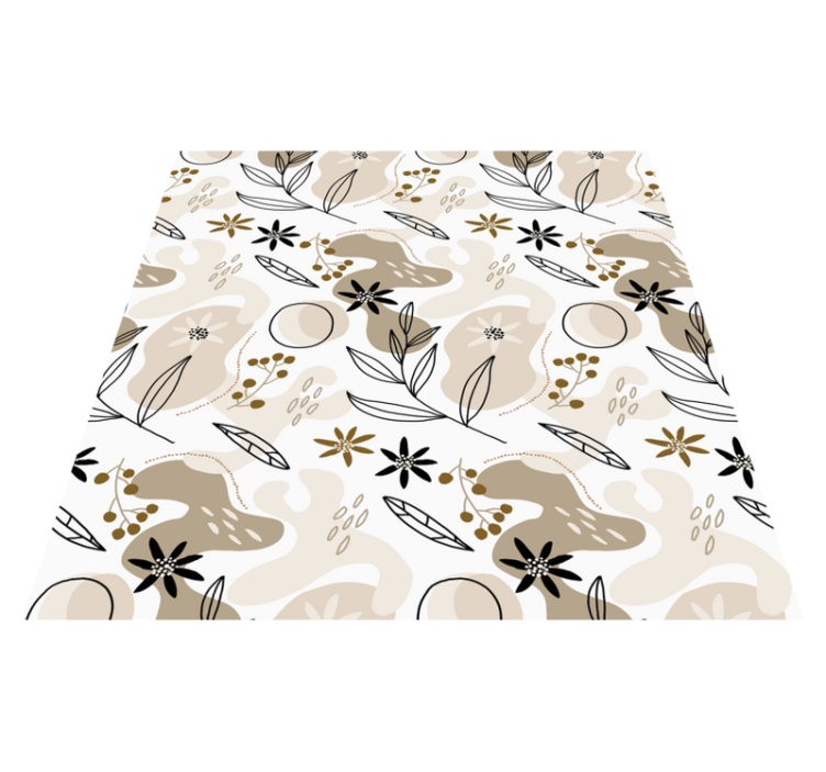 Floral vinyl rug with stylish pink and beige leaves - TenStickers