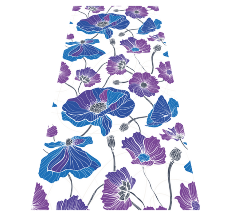 Floral vinyl rug with blue and purple garden flowers - TenStickers