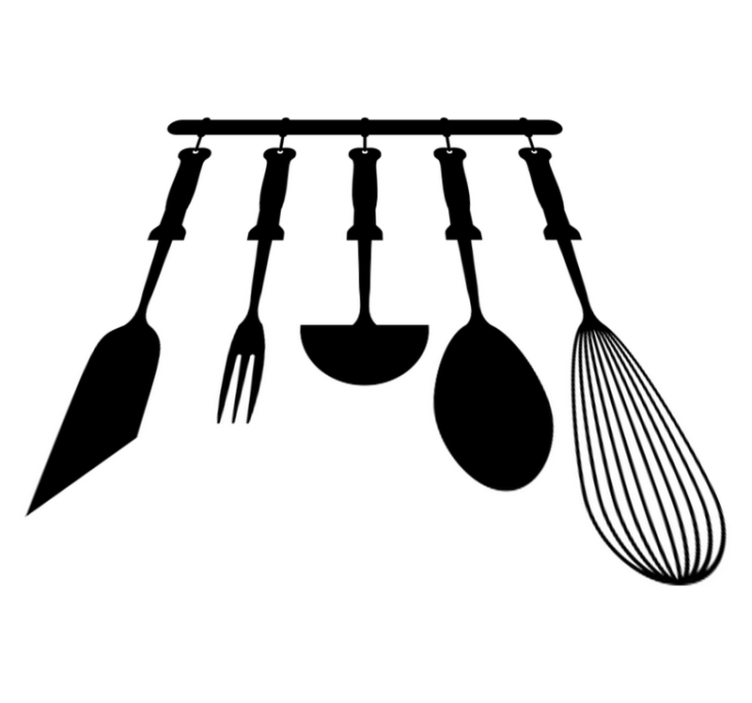 Kitchen vinyl rug with hanging kitchen utensils - TenStickers