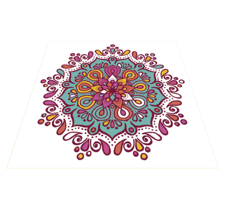 Kitchen vinyl rug colorful tiled mandala - TenStickers