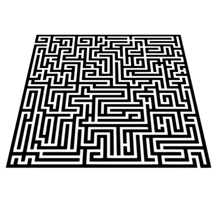 Dining room vinyl rug black and white maze - TenStickers