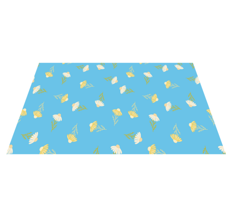Floral vinyl rug with daisy pattern on blue background - TenStickers