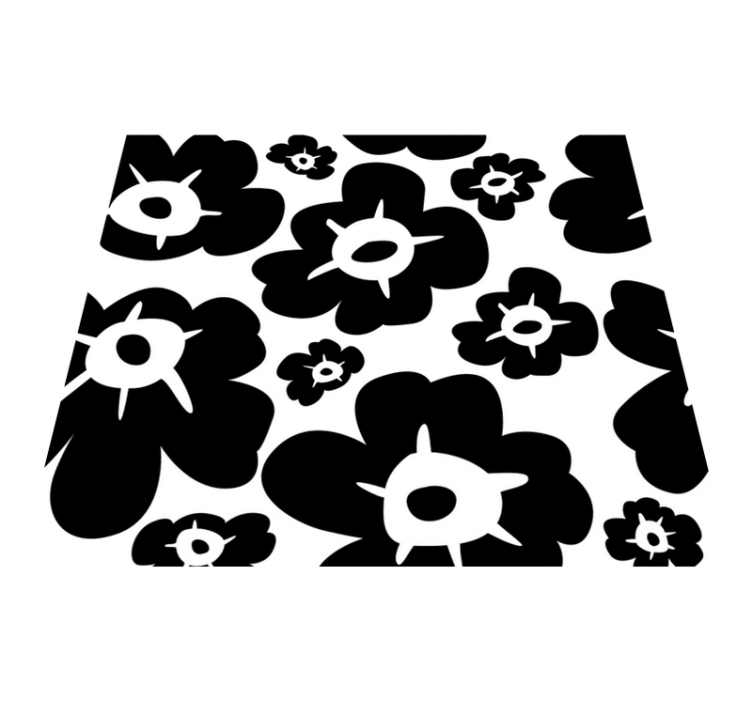 Floral vinyl rug black poppy design - TenStickers
