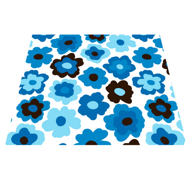 Floral vinyl rug blue poppy design - TenStickers