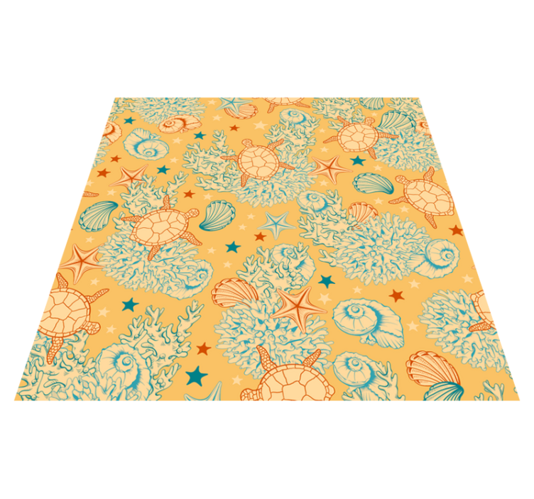 Floral vinyl rug coral and ocean life - TenStickers