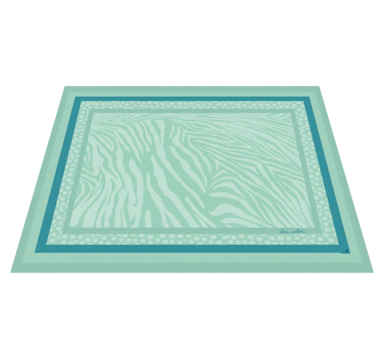 Living room vinyl rug in mint zebra stripe pattern - TenStickers