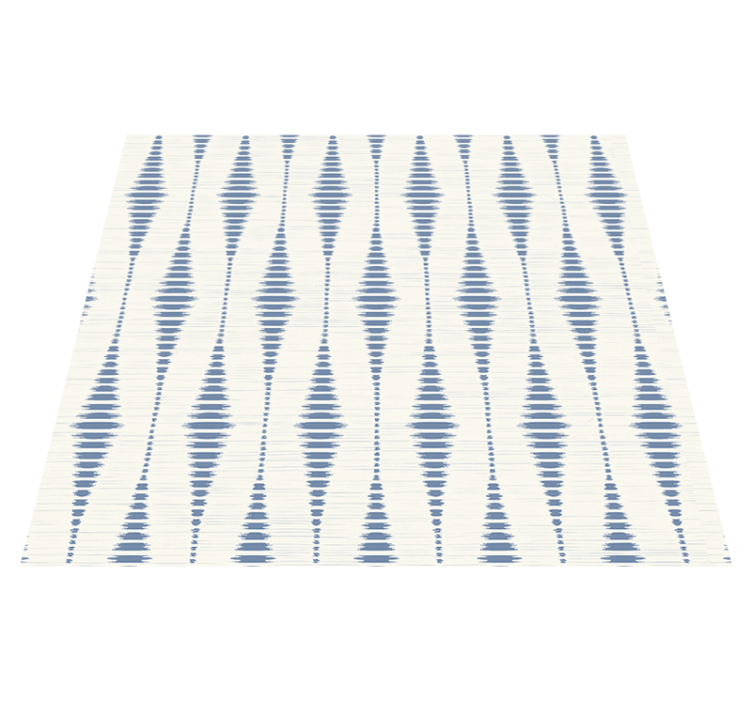Geometric vinyl rug rabaul ikat blue and beige - TenStickers