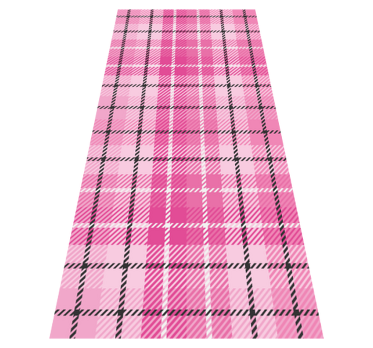 Geometric vinyl rug in pink and black tartan - TenStickers
