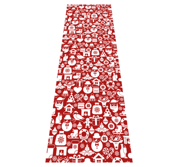 Christmas vinyl rug with festive icons on red - TenStickers