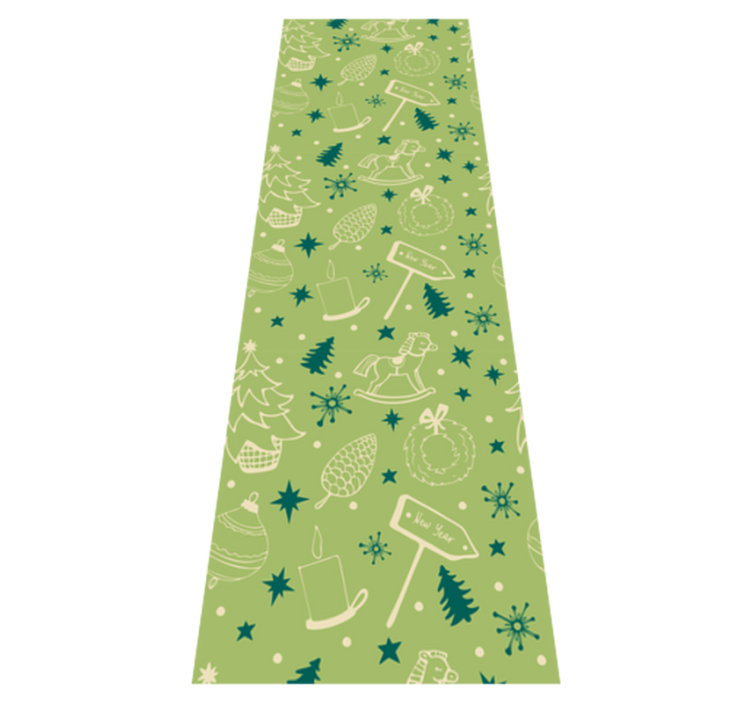 Christmas vinyl rug with green christmas elements - TenStickers