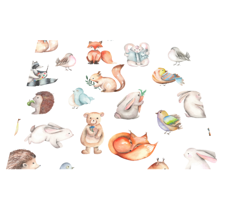 Kids vinyl rug with simple forest animals - TenStickers