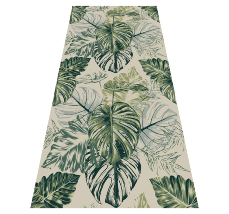Bedroom vinyl rug with faded monstera shapes beige - TenStickers