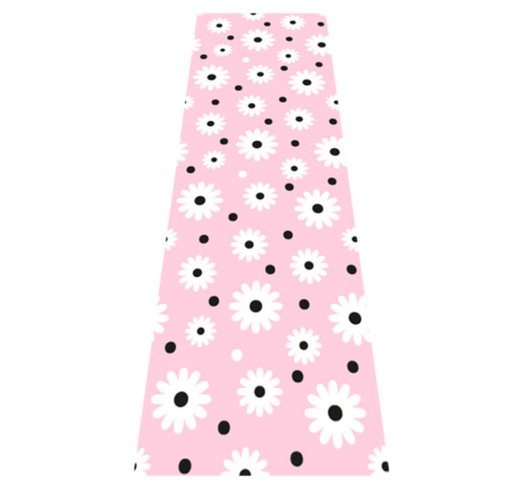 Bedroom vinyl rug with pink black dot floral design - TenStickers