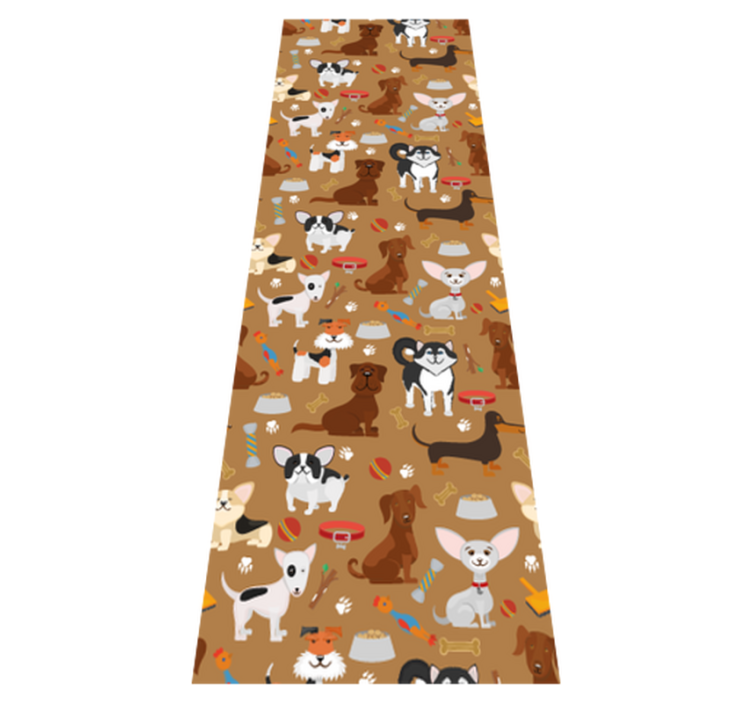 Bedroom vinyl rug featuring various cute dog patterns - TenStickers