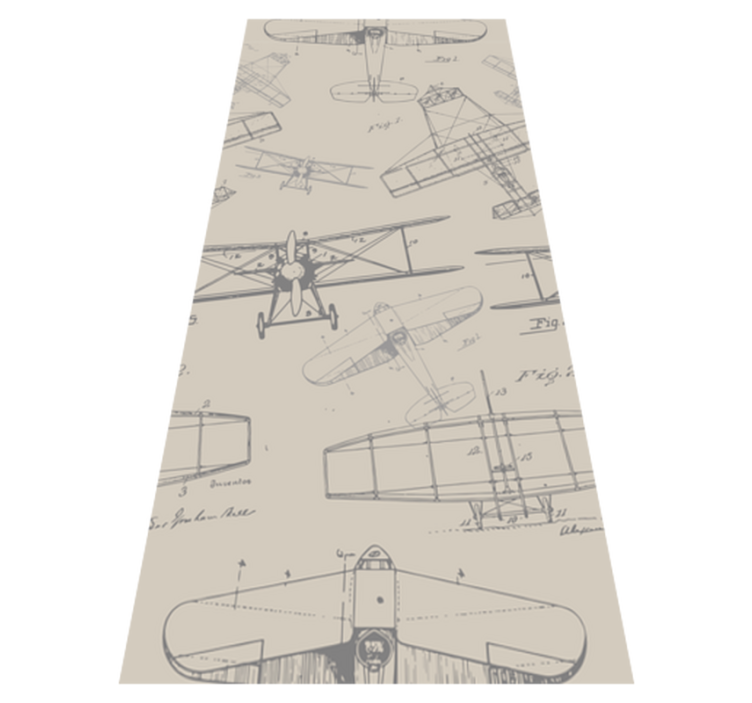 Bedroom vinyl rug with vintage airplane pattern - TenStickers