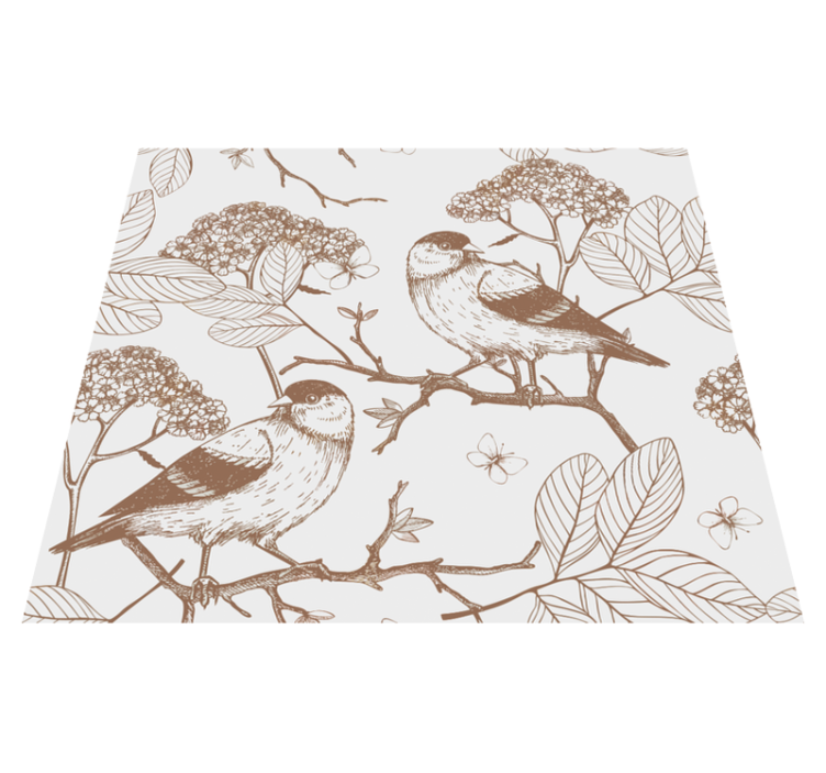 Bedroom vinyl rug with grey and brown birds - TenStickers