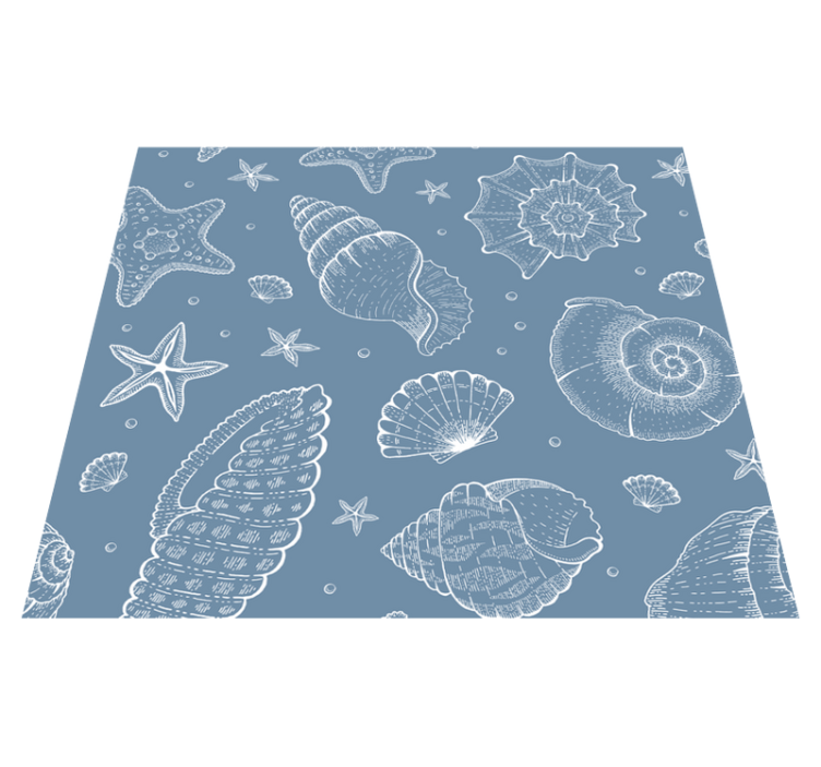 Bedroom vinyl rug featuring marine life and seashells - TenStickers