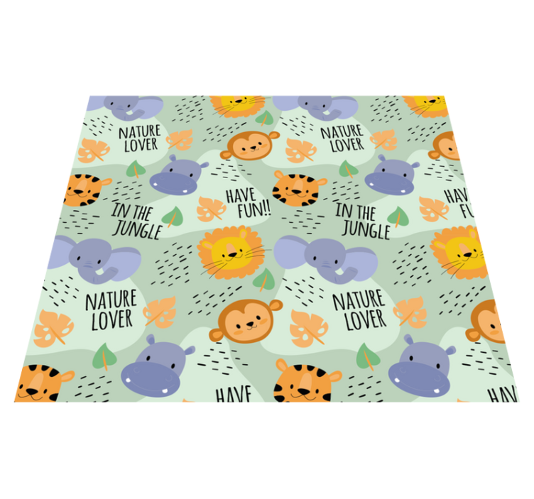 Kids vinyl rug featuring green jungle animals - TenStickers