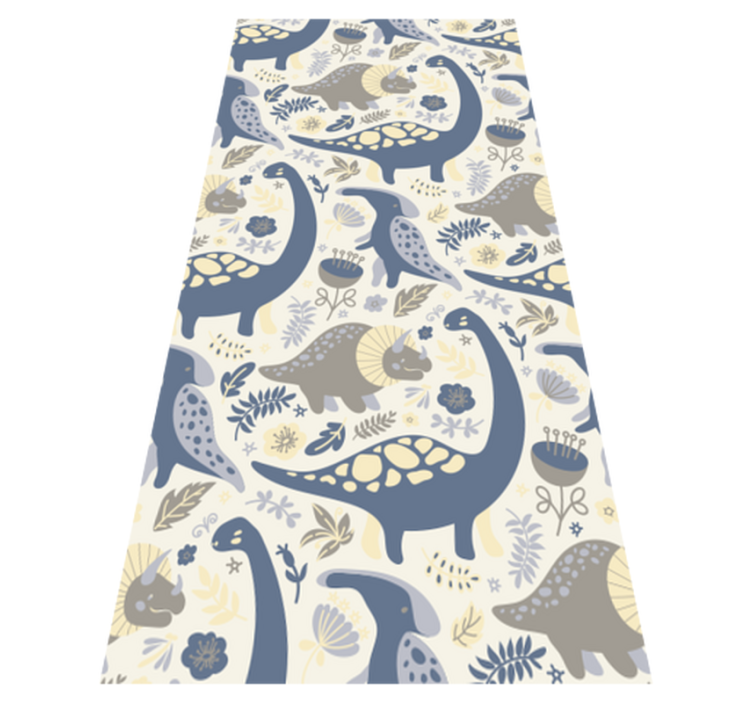 Bedroom vinyl rug featuring blue dinosaurs nordic style - TenStickers